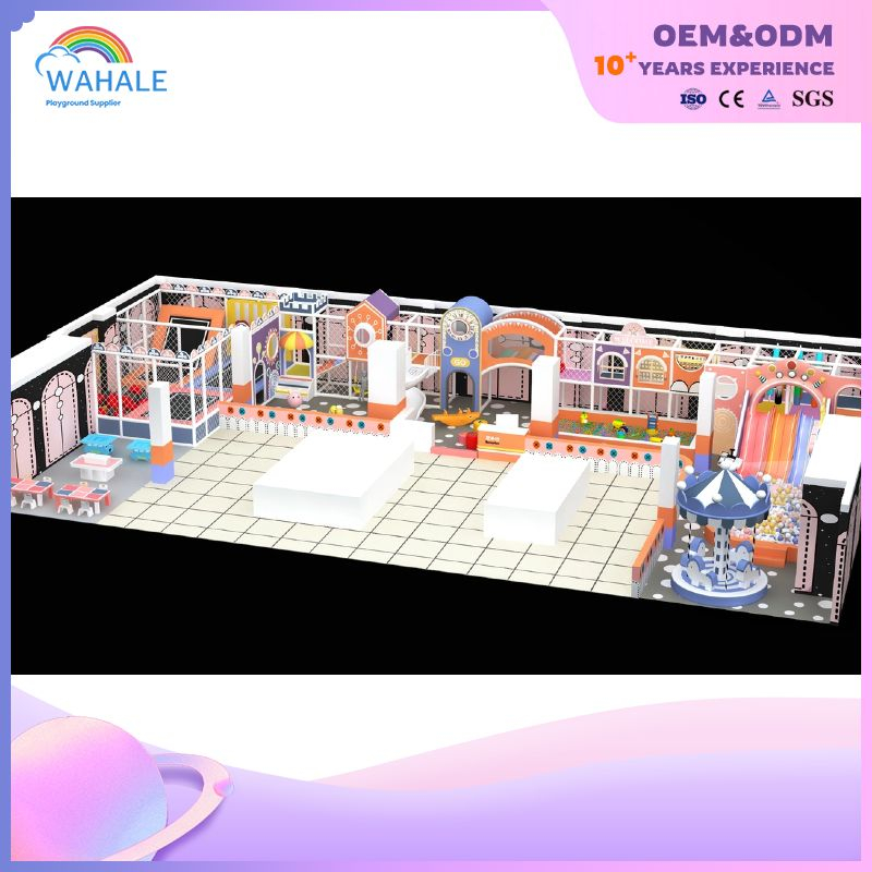 Macaron Color Indoor Adventure Game City Great Amusement Park Trampoline Jump Park Supplier