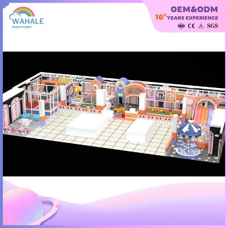Macaron Color Indoor Adventure Game City Great Amusement Park Trampoline Jump Park Supplier