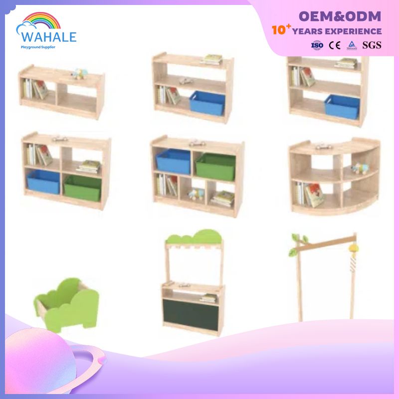 Kindergarten Solid Wood Toy Cabinet Rubber Wood Composite Cabinet Children's Storage Rack