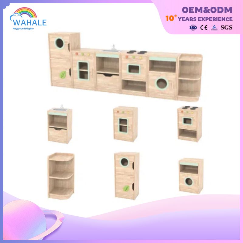 Wood Indoor Children's Playground Oak Table And Chair Combined Cabinet Equipment Customized