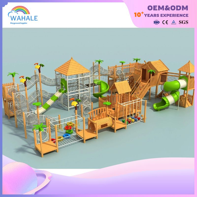 Children's Outdoor Wooden Climbing Online Game Park Customized Children's Outdoor Slide Playground Equipment