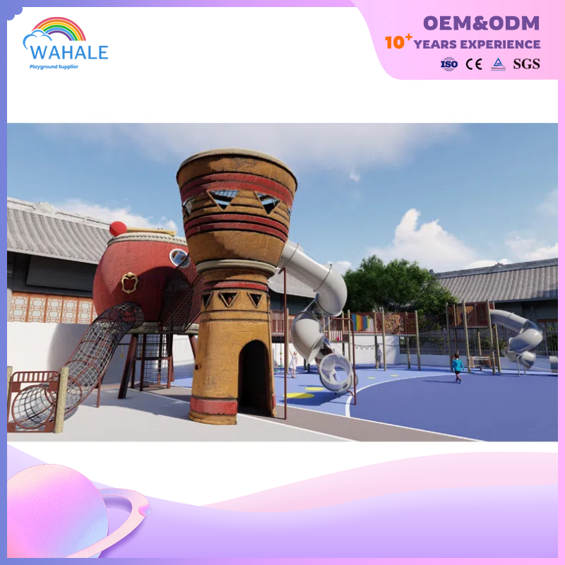 Early Education Center Outdoor Wooden Drum Shape Children's Playground Equipment Manufacturer