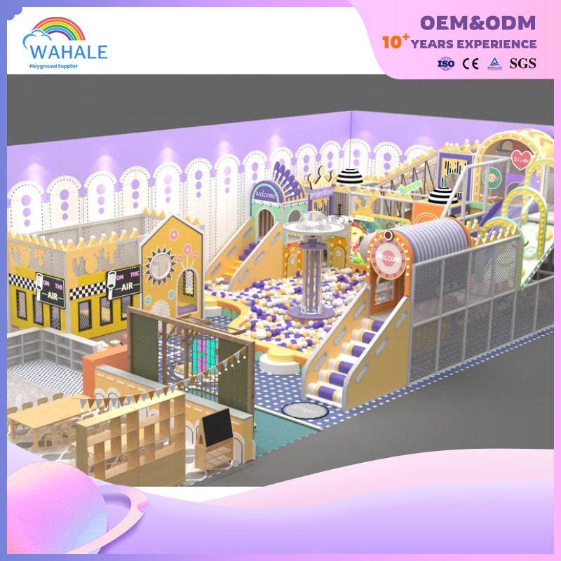 Kindergarten Interior Purple Soft Decoration Castle Theme Customized Playground Equipment Manufacturer