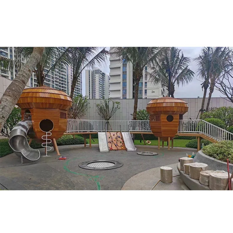 Rope wooden climbing ladder