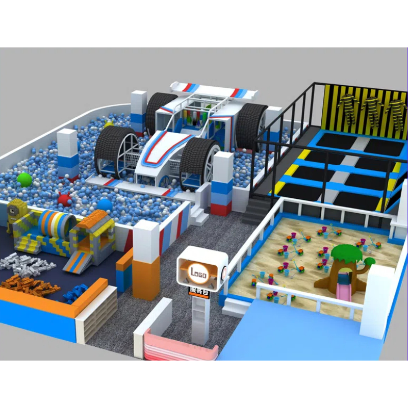 Block house slide play area