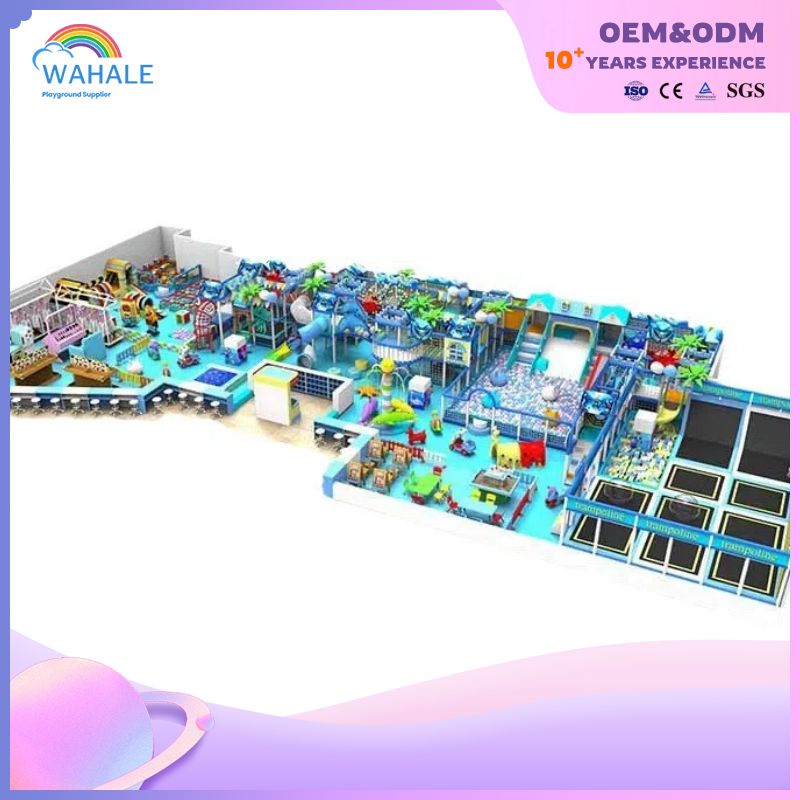Ice And Snow World Theme Customized Children's Indoor Soft Installation Blue Playground Equipment