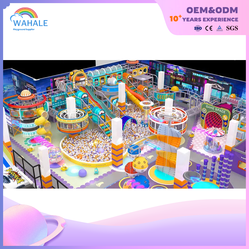Purple Video Game Theme Custom Indoor Soft Installation Playground Children Indoor Crossing Equipment