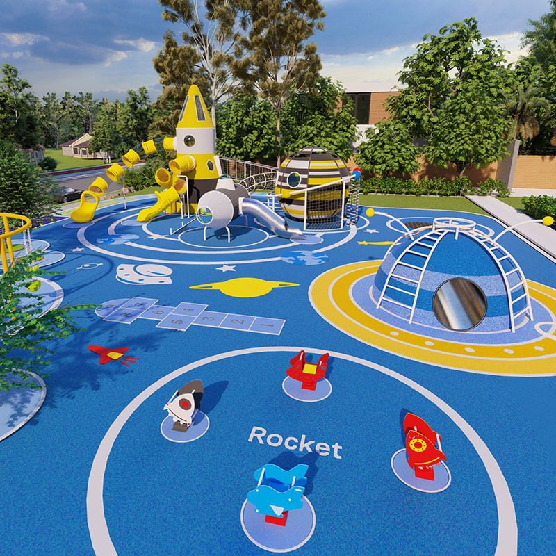 Yellow rocket shape game tower