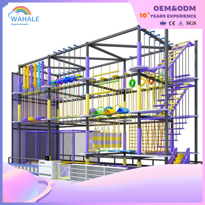 Indoor Children's Warriors Expand The Climb Through The Pass Through Playground Equipment