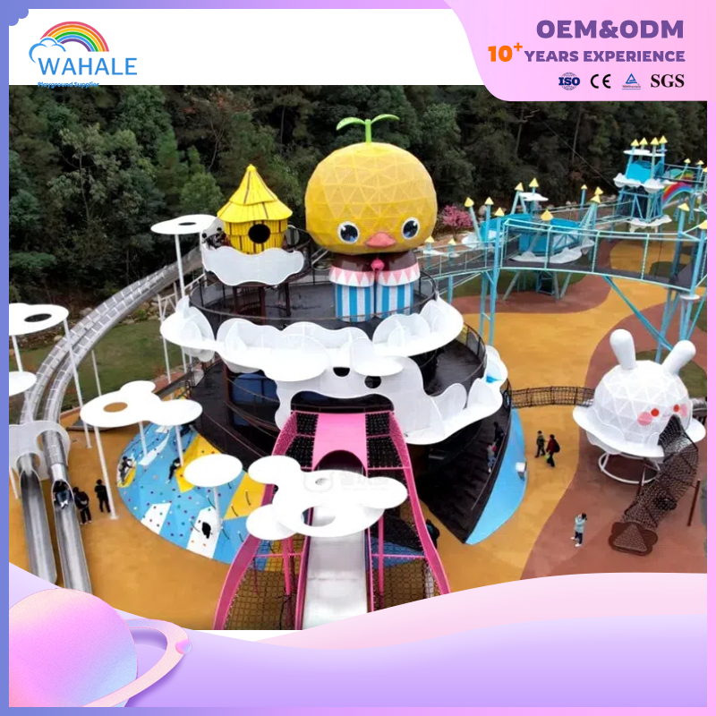 A Custom-made Children's Playground in The Shape of A Small Yellow Duck with A Hollow Design Outdoors in The Scenic Area