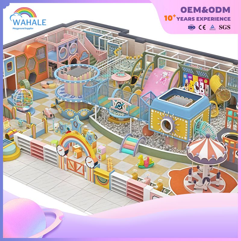 Customized Soft Furnishings in Macaron Color Series for Children's Playground Equipment in Commercial Interiors