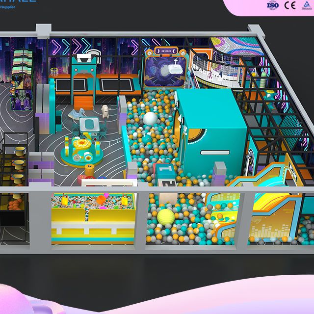WAHALE Israel Project: 180㎡ Tech-Themed Indoor Playground with Spiral Tube Slide