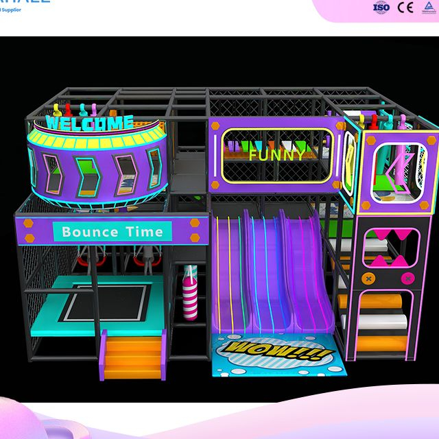 Tech-Play Sports Arena: 3-Lane Glow Slide & Multi-Level Challenge Course | Space-Efficient Investment Solution