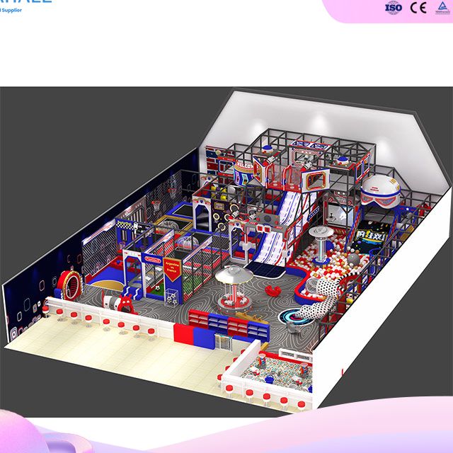 Modern Red-Blue Themed Playground (USA) - Extreme Adventure Playground Manufacturer