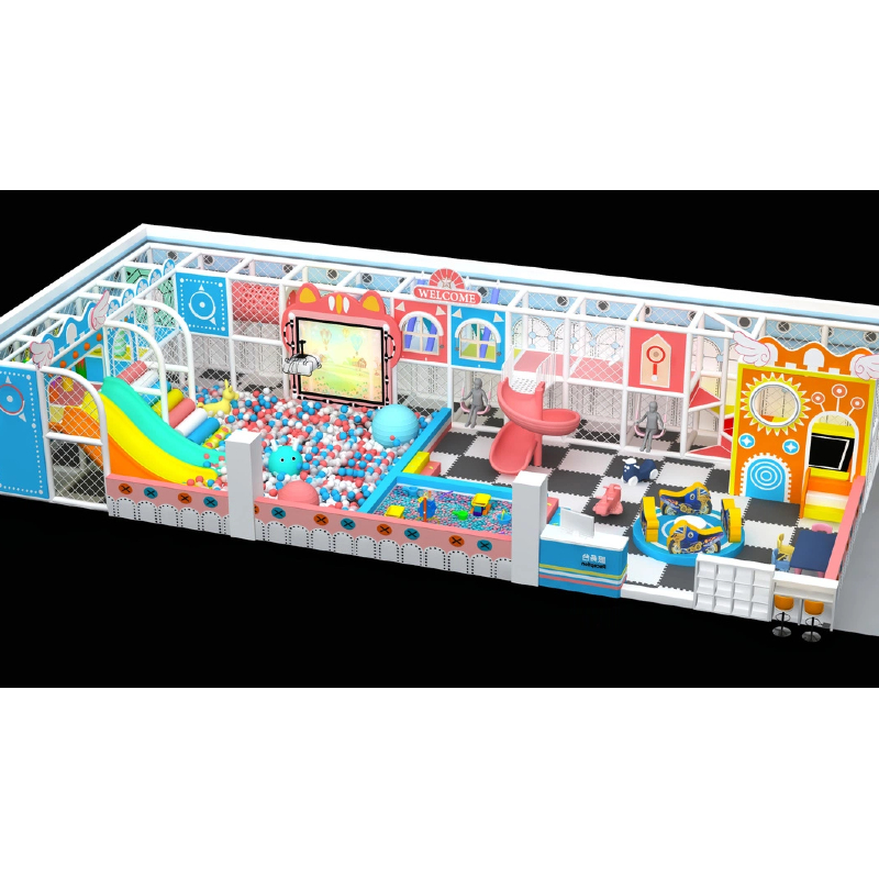  indoor color three-person slide playground 