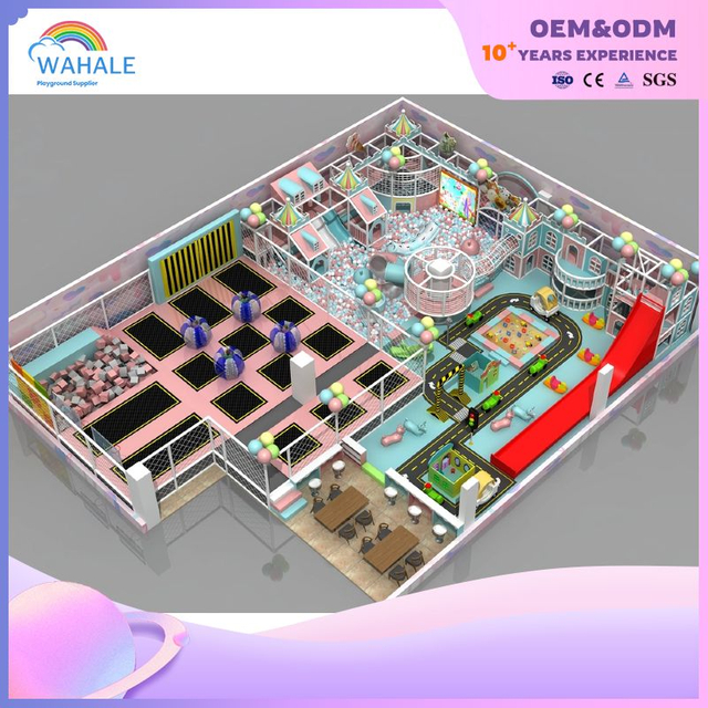 Blue Pink Children's Indoor Custom Amusement Park Commercial Indoor Children's Trampoline Park Equipment Wholesale