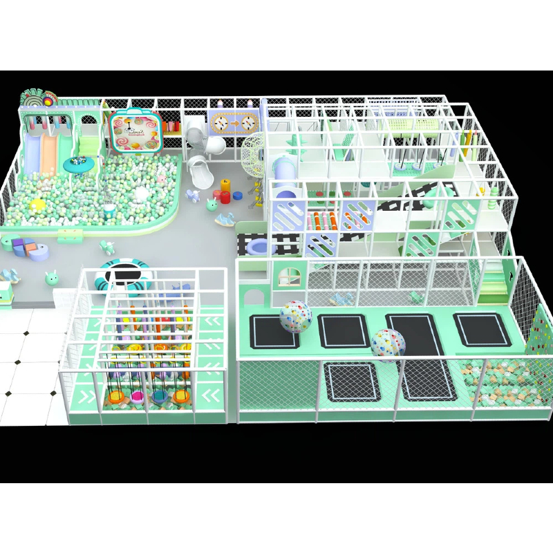 Peppermint green slide and ocean ball pool combination