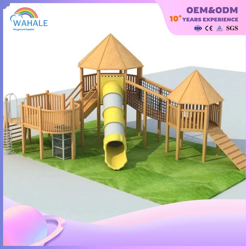 Children's Outdoor Play Equipment Customized Wooden Combined Slide Playground Equipment Customized
