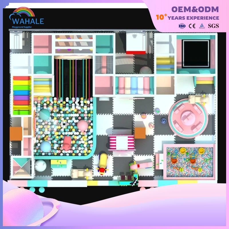 Kindergarten Indoor Pink Color Amusement Park Customized Soft Equipment for Children