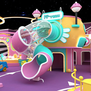 The Children's Playground Includes A Large Lighted Slide/projection Interactive Game/ocean Ball/soft Pack Modeling/maze