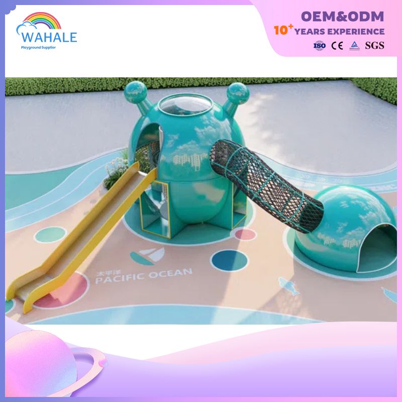 Park Outdoor Green Monster Shape Custom Children's Playground Equipment Supplier