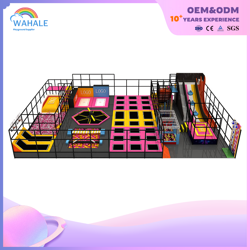 Sales Center Indoor Children's Pink Trampoline Jumping Slide Playground Equipment Dealer