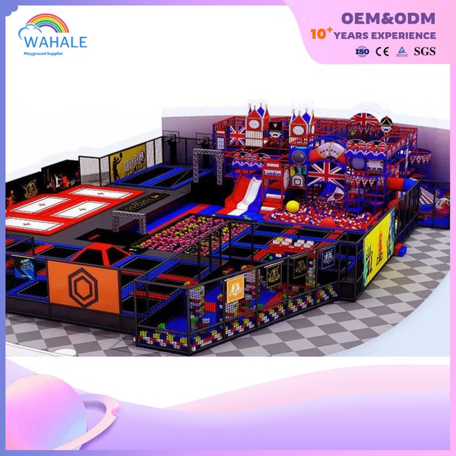 Red And Blue Swing British Theme Custom Indoor Children's Playground Equipment Supplier