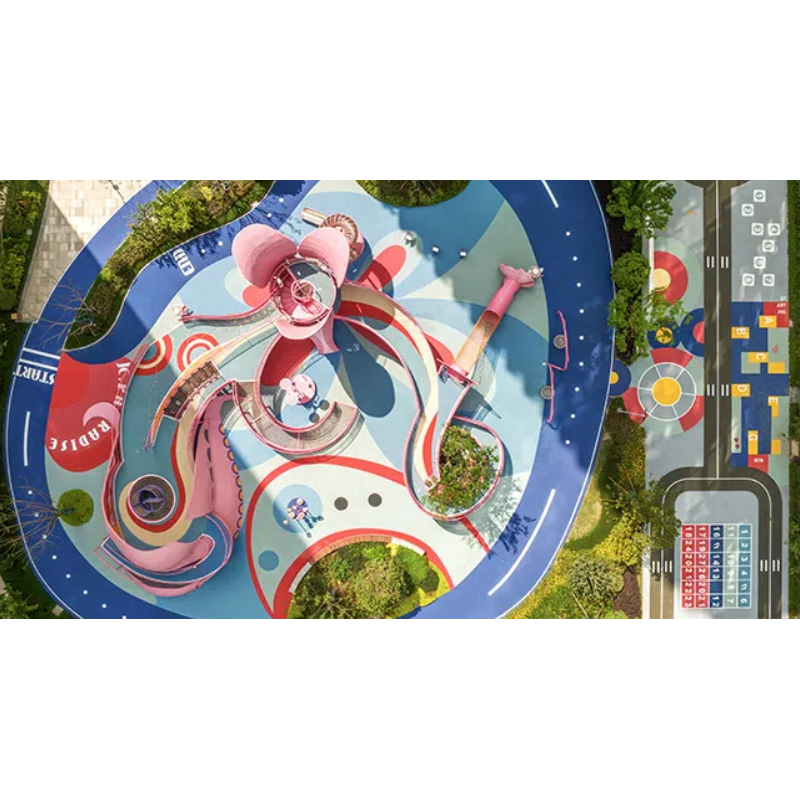Colorful high-rise guardrail runway