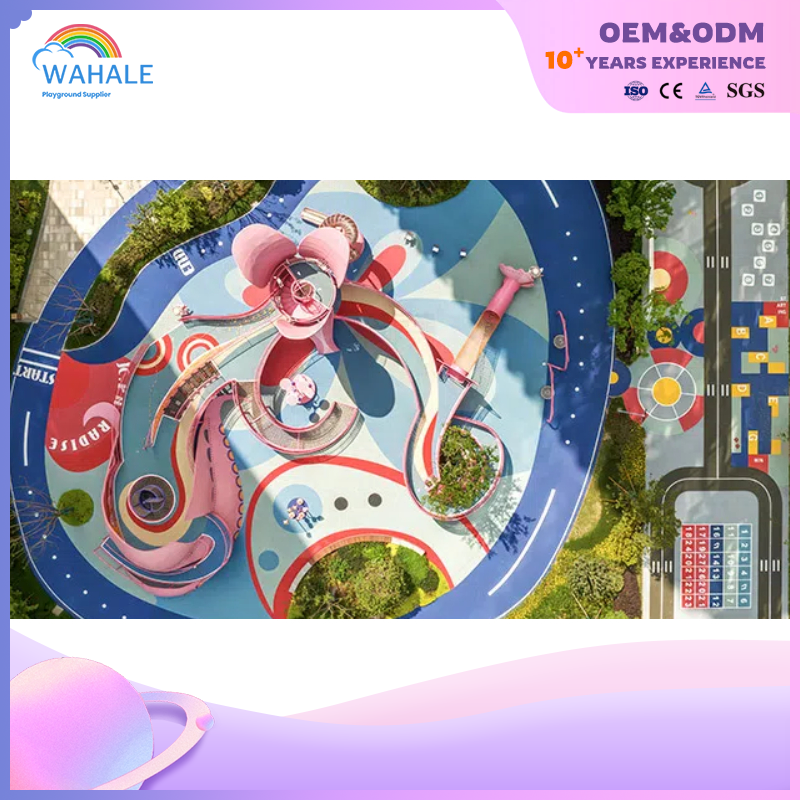 Community Outdoor Pink Flower Shape Custom Children's Playground Custom Trespassing Park Equipment Dealer