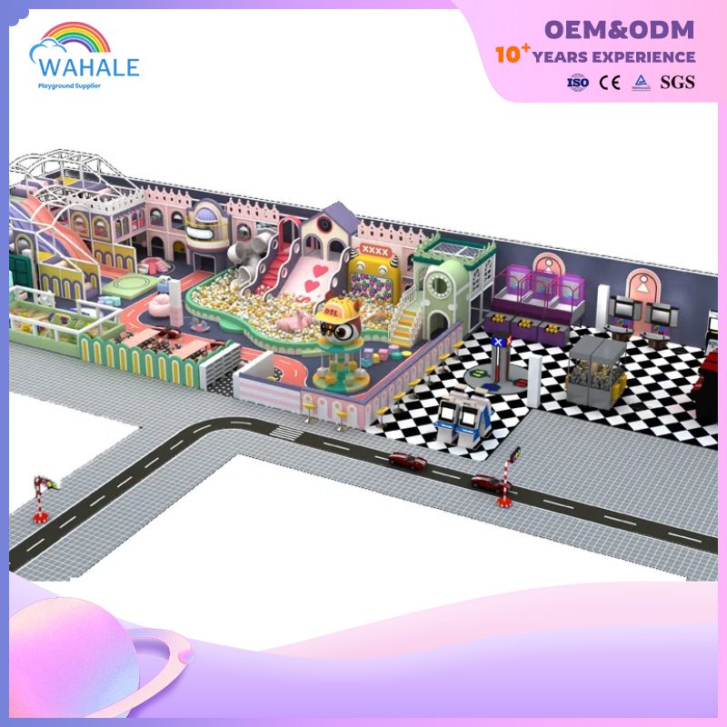 Mall Interior Pink Castle Theme Customized Children Soft Decoration Playground Equipment Builder
