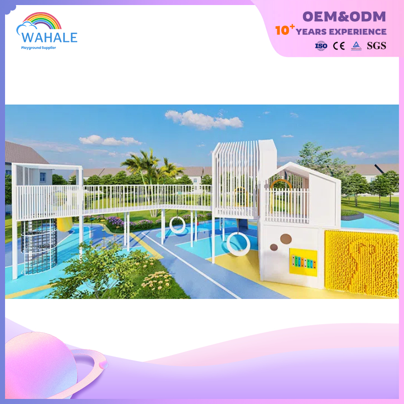 Custom Park Outdoor White Wooden House Modeling Playground Equipment Wholesale