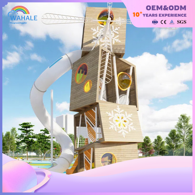Park Outdoor Cartoon Tower Tower Custom Children's Slide Playground Équipement de terrain
