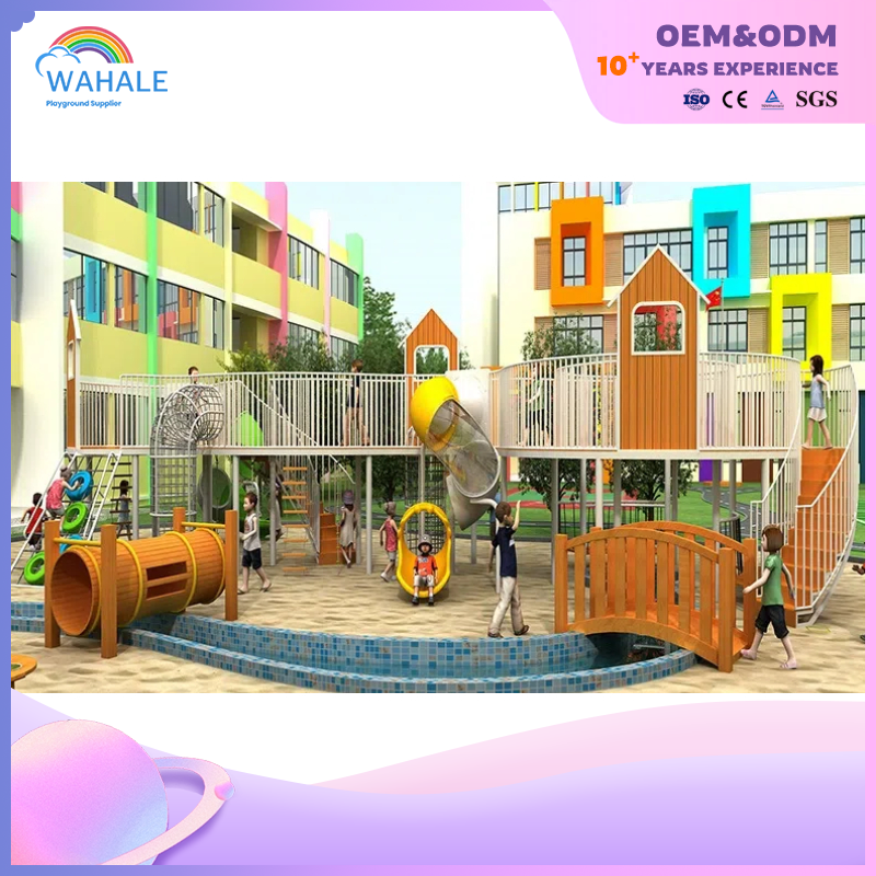Early Education Center Outdoor Wooden House Shape Children's Sports Playground Equipment Supplier