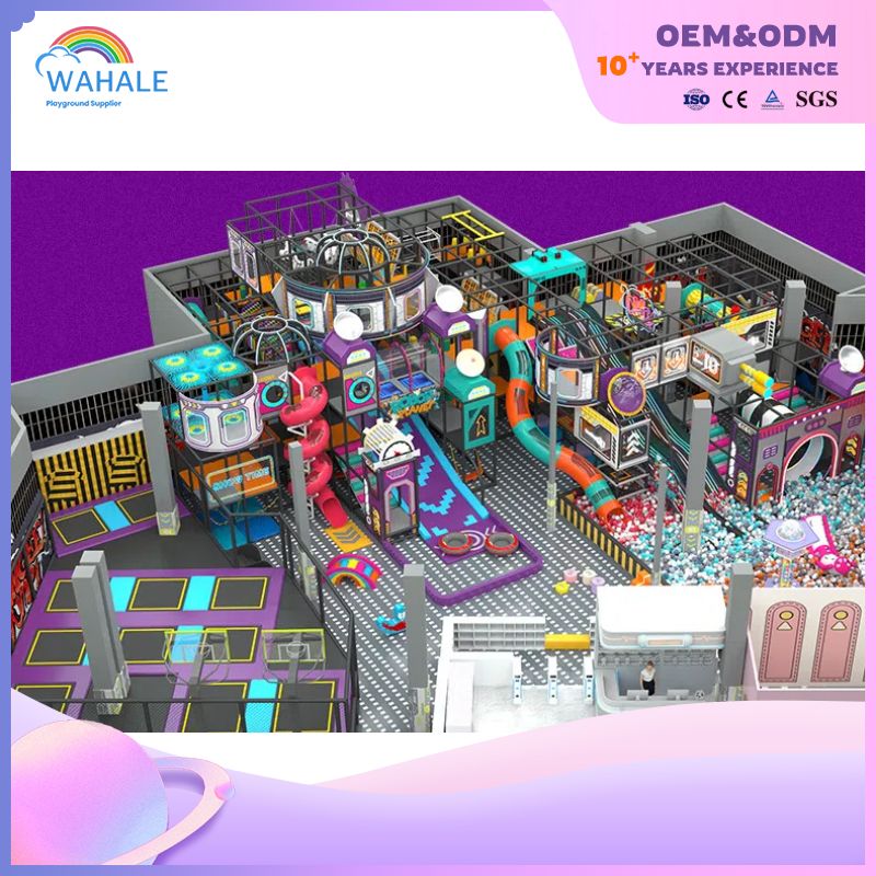 Purple Green Theme Customized Children's Physical Training Playground Indoor Trampoline Park