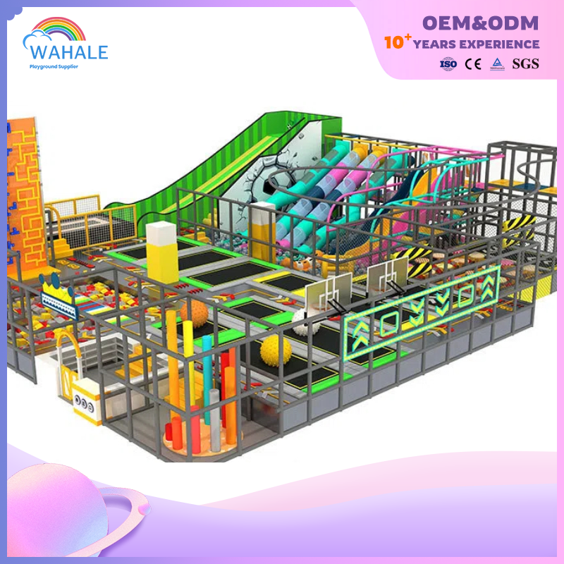 Mall Indoor Green Children's Soft Trampoline Park Customized Children's Slide Park Facilities Dealer