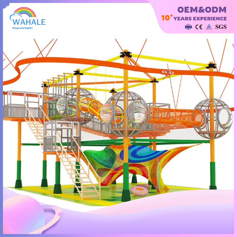 Indoor Children's Warriors Expand The Climb Through The Pass Through Playground Equipment