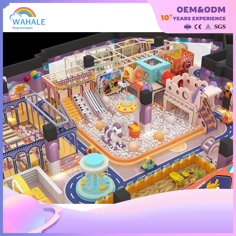 Wholesale of 300-square-meter Indoor Purple Castle-shaped Maze Children's Playground Equipment