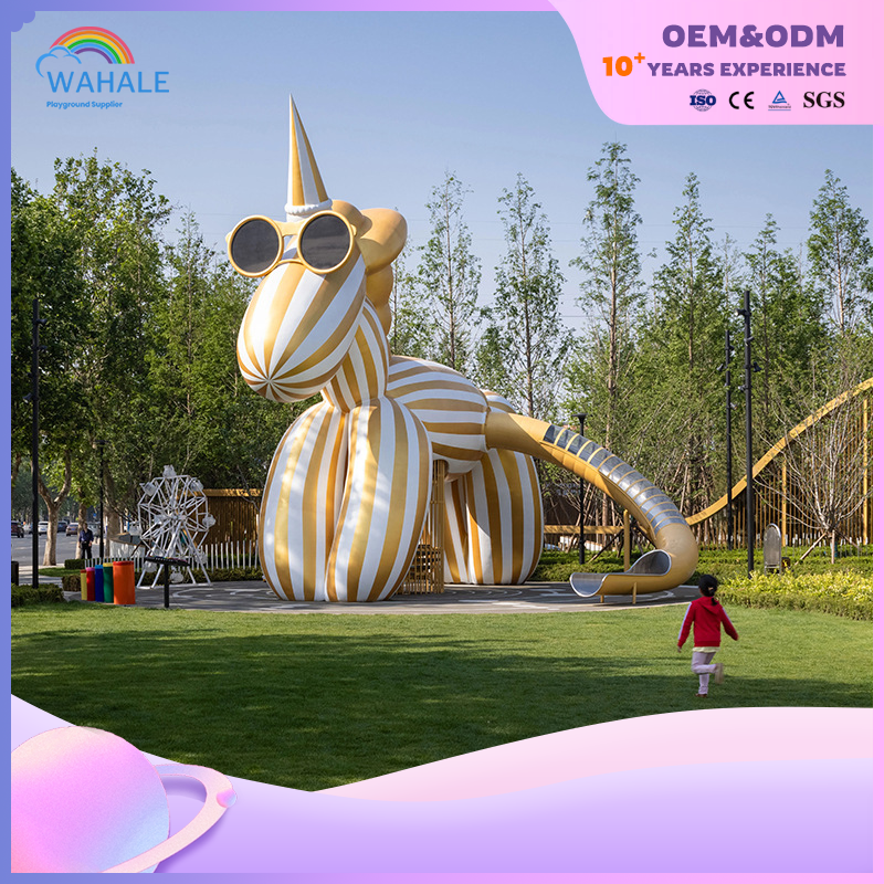 Park Outdoor Yellow Unicorn Shape Custom Children's Playground Equipment Wholesale