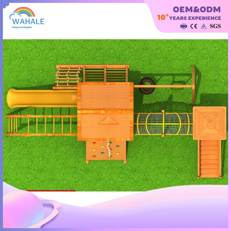 Children Customized Outdoor Wooden Slide Amusement Park Playground Equipment Wholesale