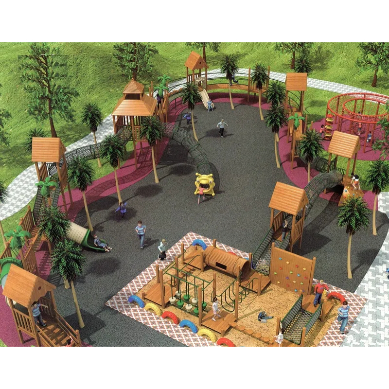 sloping wooden parkour facilities