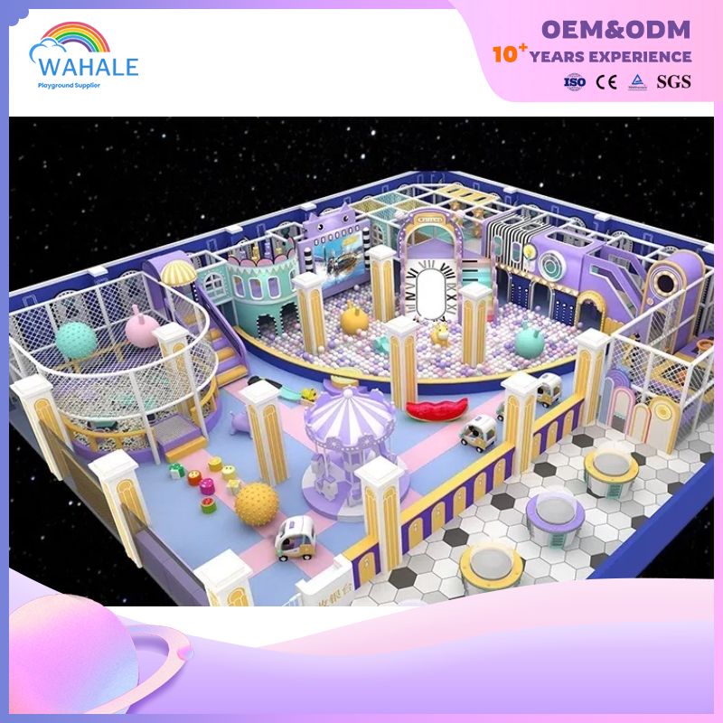 Purple Children Custom Video Game Theme Indoor Trampoline Parkour Playground Equipment