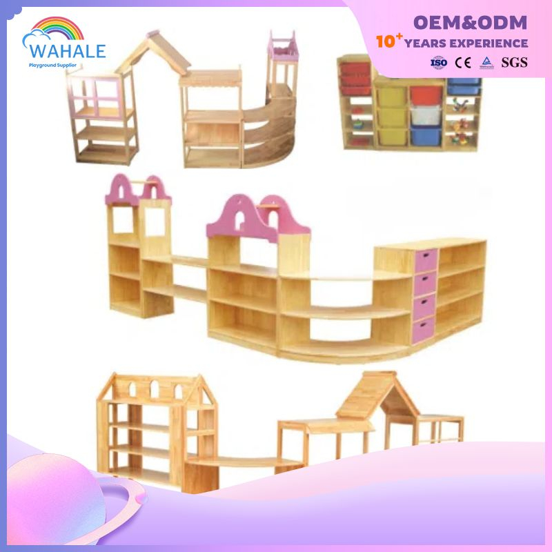 Indoor Children's Oak Square Table And Chair Combination Toy Cabinet Equipment Wholesale