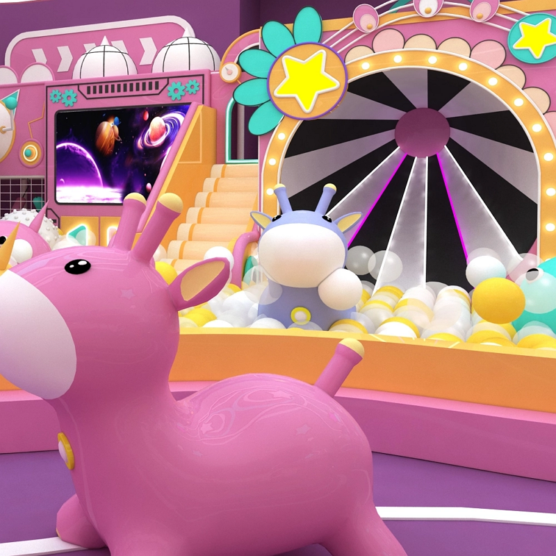 The Children's Playground Includes A Large Lighted Slide/projection Interactive Game/ocean Ball/soft Pack Modeling/maze