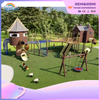 Coffee Color House Shape Children's Wooden Outdoor Playground Equipment Supplier
