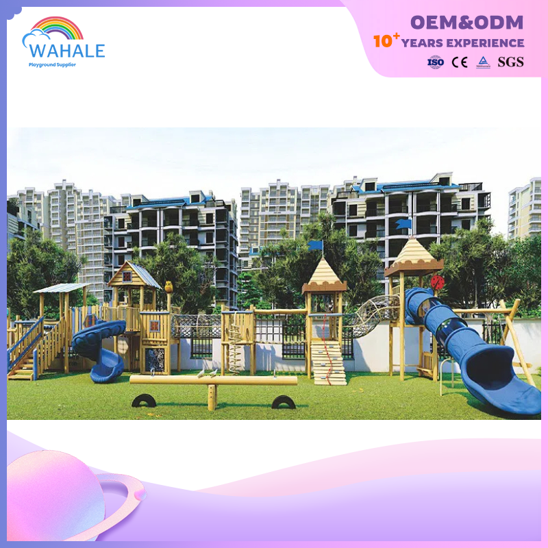 Blue Castle Modeling Customized Residential Outdoor Children's Slide Park Equipment Wholesale