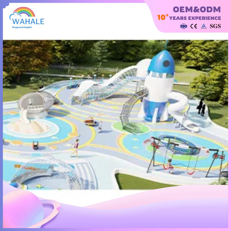 Interstellar Theme Customized Outdoor Sports Playground Children Color Rocket Shape Playground Equipment