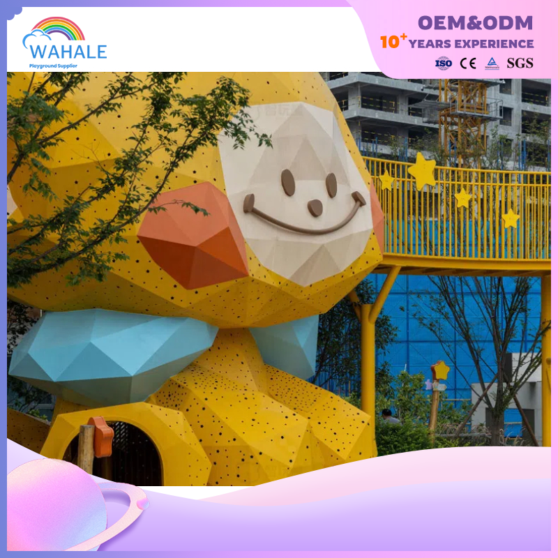 Community Outdoor Yellow Monkey Shape Custom Children's Amusement Park Outdoor Lighting Play Area