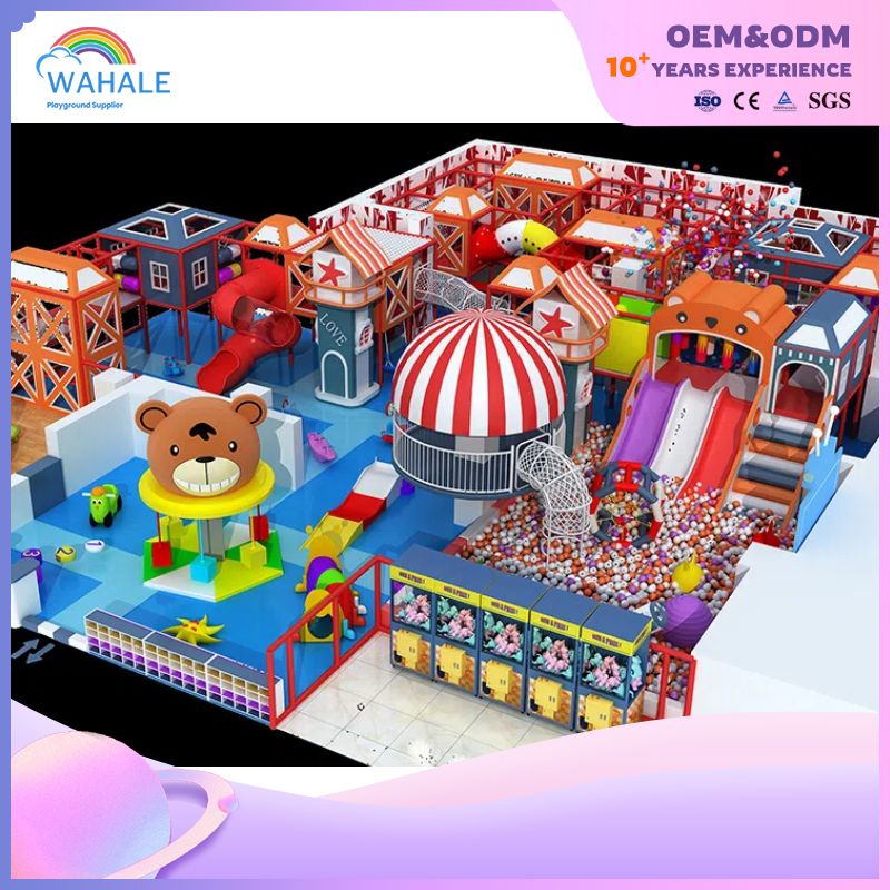 Cartoon Bear Theme Customized Children's Playground Facilities Indoor Macaron Color Soft Installation Park Facilities