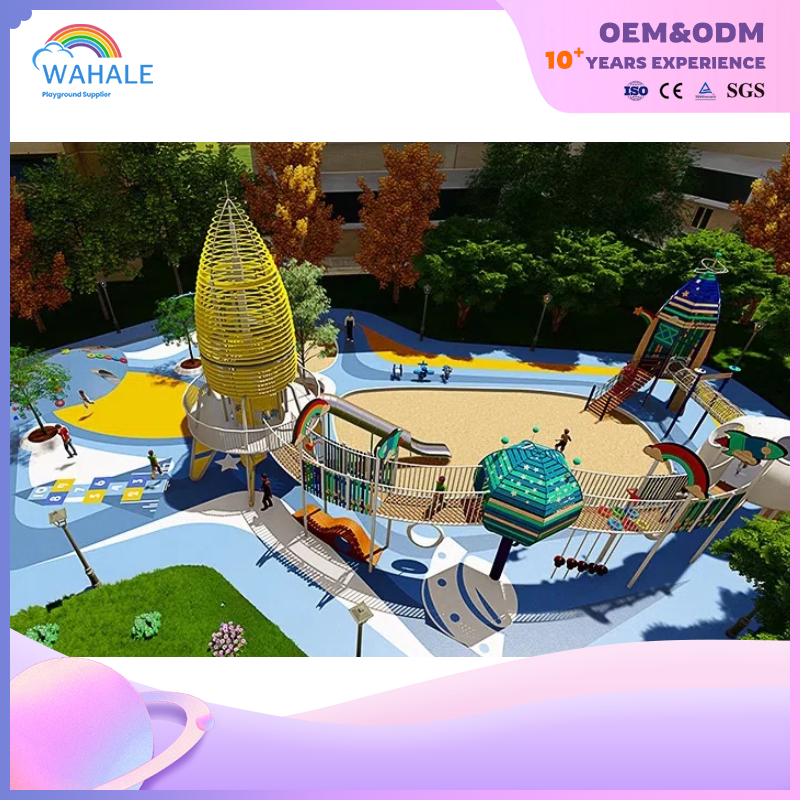 Rocket Shape Custom Children's Playground Outdoor White Space Theme Playground Equipment Wholesale