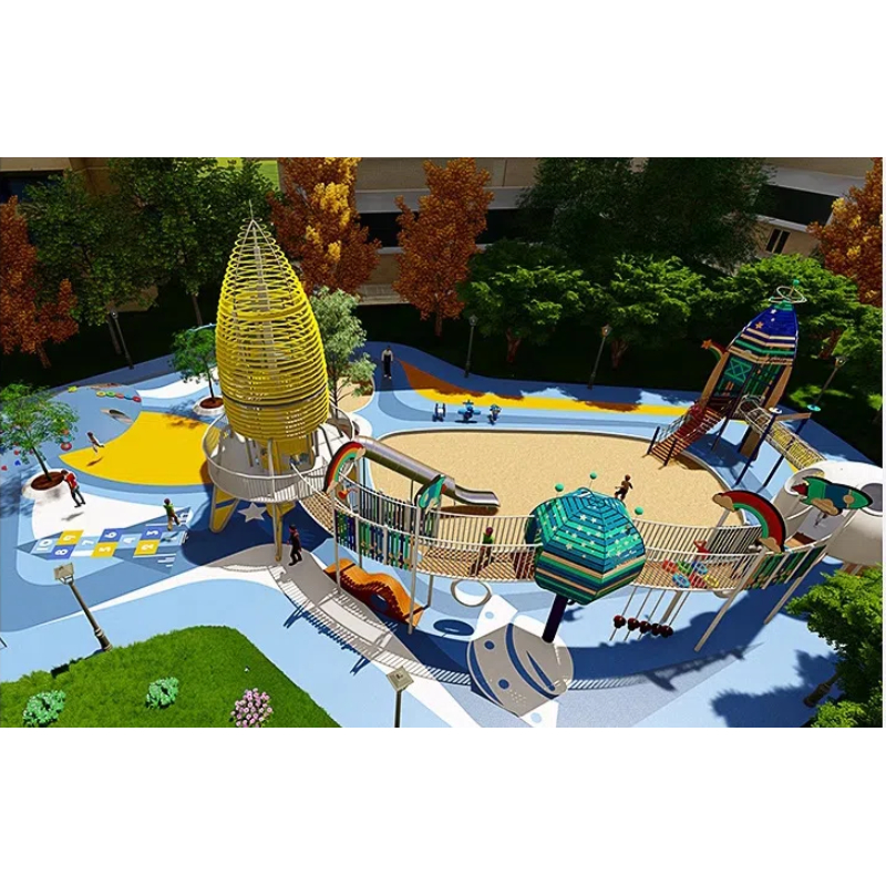 Yellow rocket-shaped spider tower